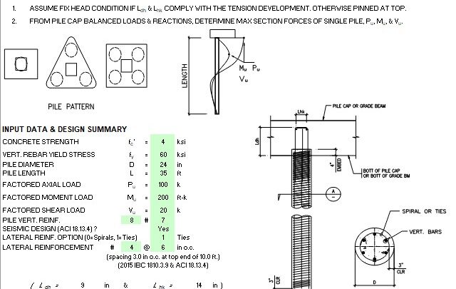 Drilled Cast-in-place Pile Design Based on ACI 318-14 Spreadsheet