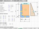 Stability Analysis Of L-Type Retaining Wall Calculation Spreadsheet