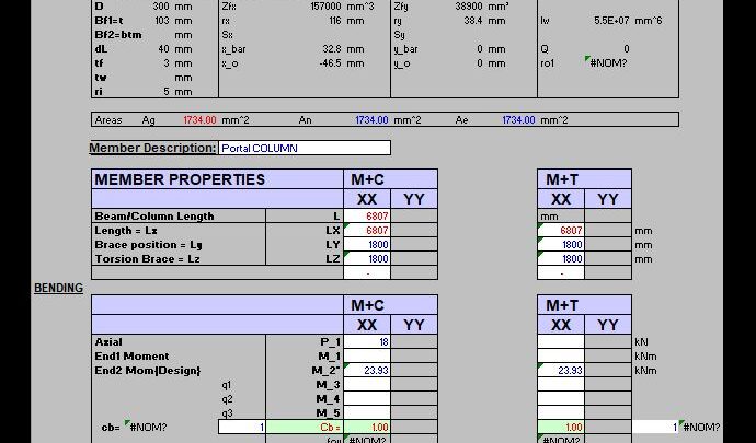 Calculator For Assessment of Coldformed Steel Structures Spreadsheet