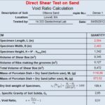 Direct Shear Test On Sand Void Ratio Calculation Spreadsheet