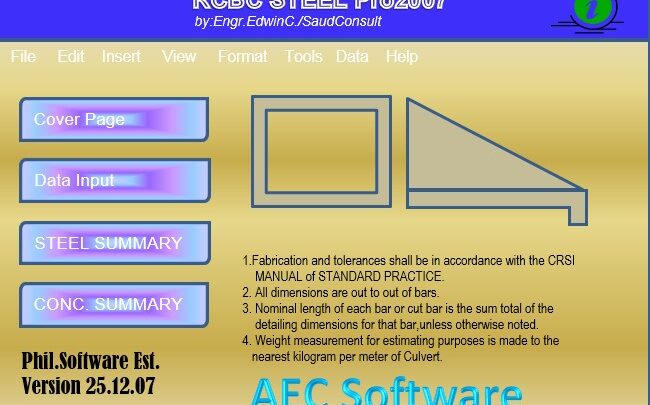 Reinforced Concrete Box Culvert Calculation Spreadsheet