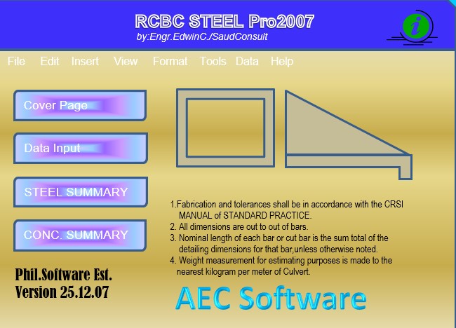 Reinforced Concrete Box Culvert Calculation Spreadsheet