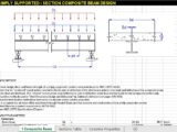 Simply Supported I Section Composite Beam Design Spreadsheet