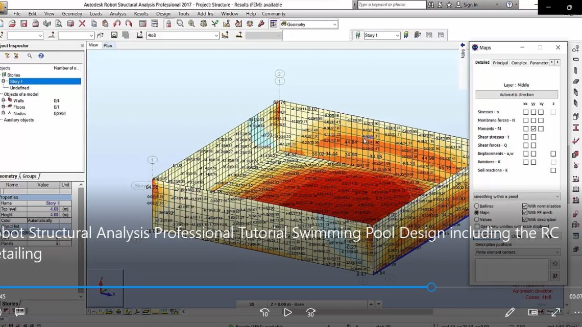 Robot Structural Analysis Professional Tutorial Swimming Pool Design including the RC detailing