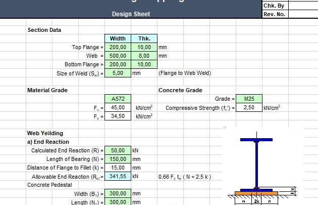 Web Yeilding and Crippling Design Spreadsheet