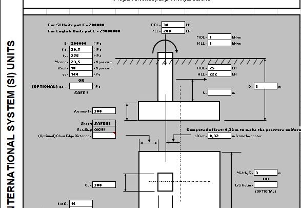 Design Of Square Rectangular Isolated Footing Spreadsheet