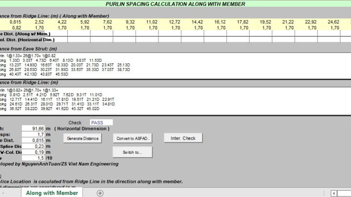 Purlin Spacing Calculation Along With Member Spreadsheet