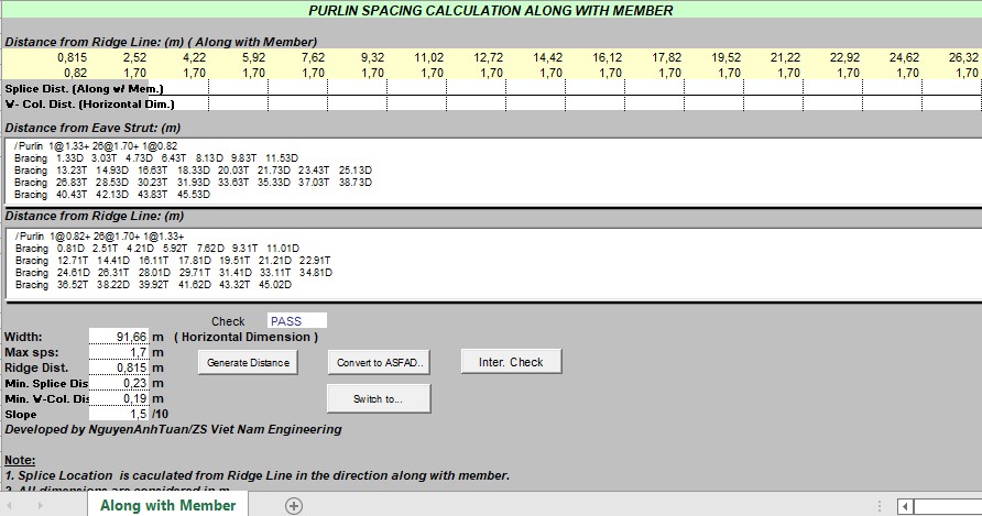 Purlin Spacing Calculation Along With Member Spreadsheet