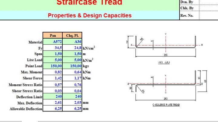 Staircase Tread Properties And Design Capacities Spreadsheet