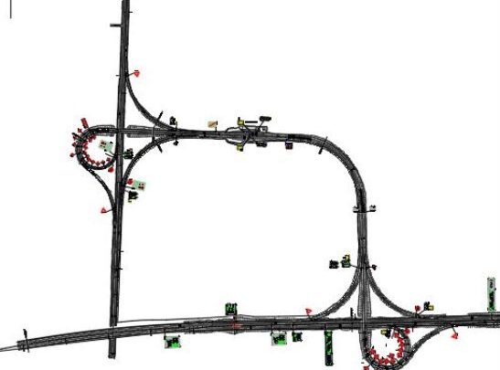 Double Trumpet Interchange Based On AASHTO Geometry Design Autocad DWG Drawing