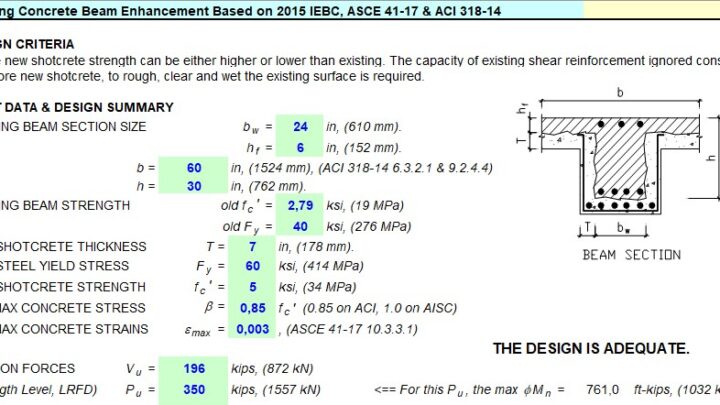 Existing Concrete Beam Enhancement Spreadsheet