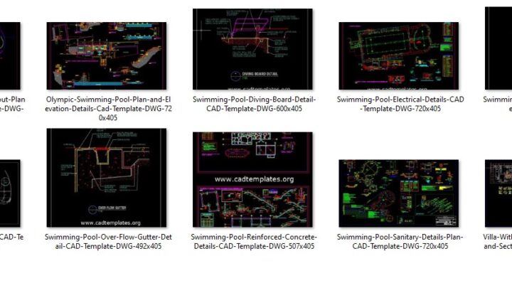 A great collection of swimming pools Autocad Free Drawings