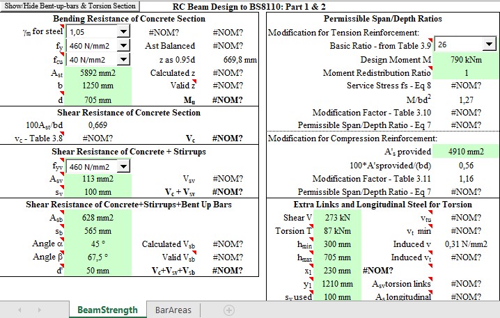 RC Beam Design and Calculation to BS8110 Spreadsheet RC Beam Design and Calculation to BS8110 Spreadsheet