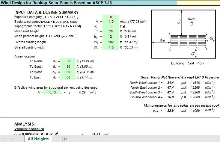 Wind Design For Rooftop Solar Panels Based on ASCE 7-16 Spreadsheet Wind Design For Rooftop Solar Panels Based on ASCE 7-16 Spreadsheet