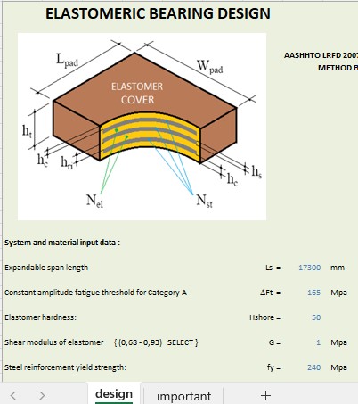 Elastometric Bearing Design Spreadsheet Elastometric Bearing Design Spreadsheet