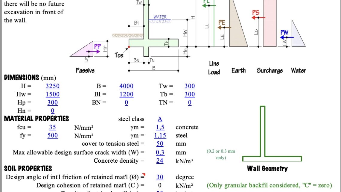 Retaining Wall Design to BS 8110 Spreadsheet Retaining Wall Design to BS 8110 Spreadsheet